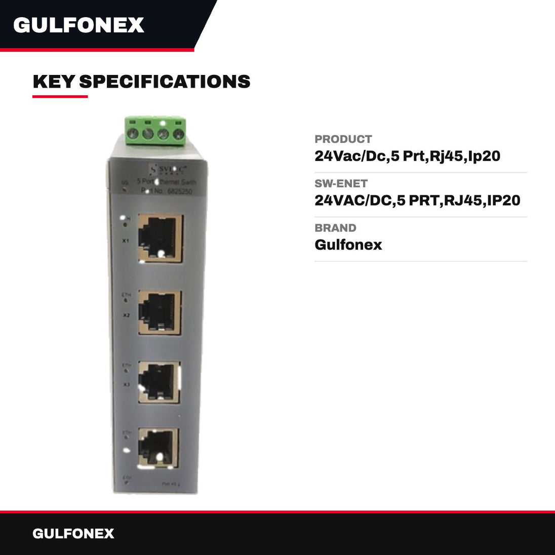 Sw-Enet – 24Vac/Dc,5 Prt,Rj45,Ip20