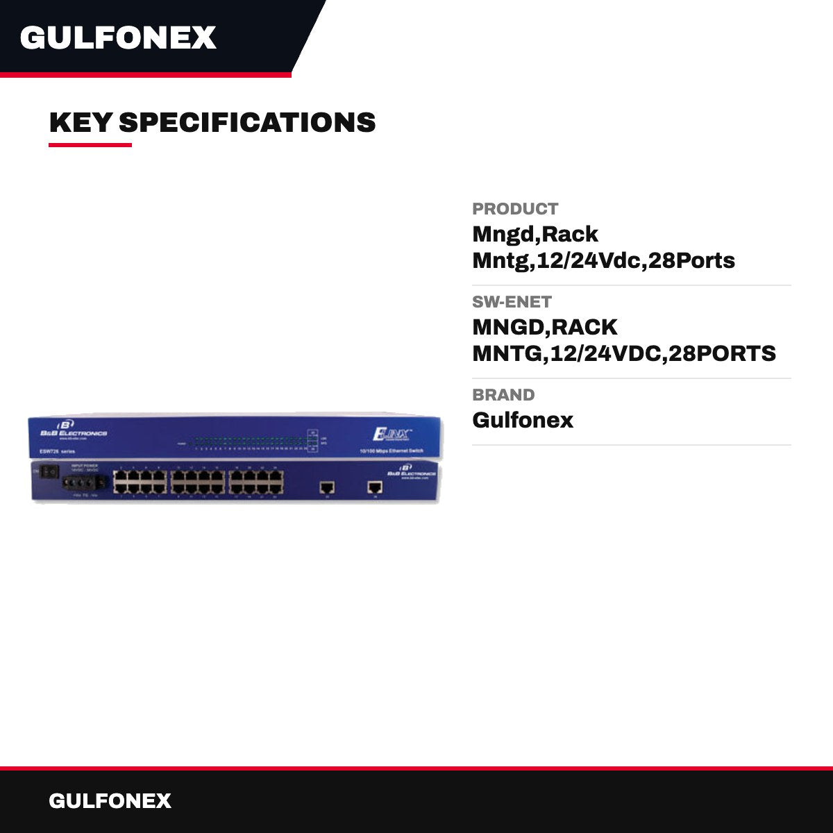 Sw-Enet – Mngd,Rack Mntg,12/24Vdc,28Ports