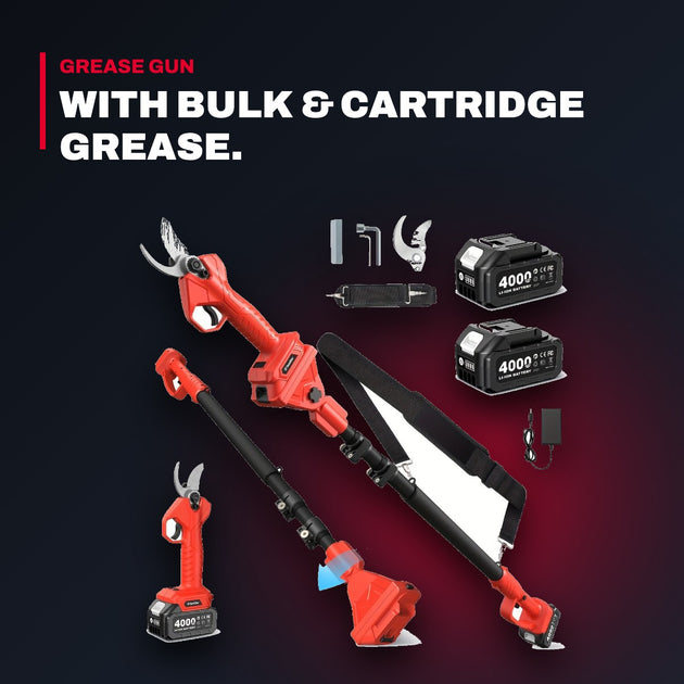 TaskStar OTHERS – Electric Grease Gun -2025 Upgraded 2-In-1 Design With 2X4000Mah Batteries – Fast Charger & 90O Swivel Coupler,