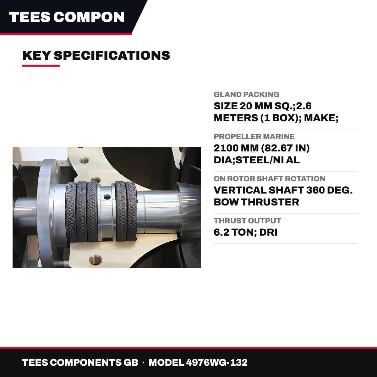 Tees Components Gb 4976WG-132 – Gland Packing – Size 20 Mm Sq., 2.6 Meters (1 Box)