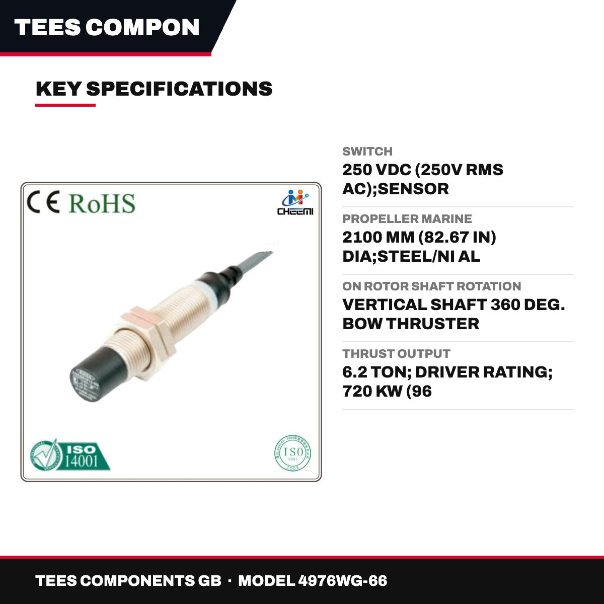Tees Components Gb 4976WG-66 – Switch – 250 Vdc (250V Rms Ac), Sensor Type