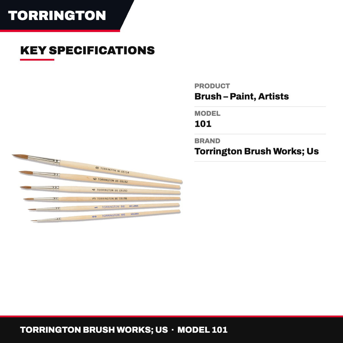 Torrington Brush Works; Us 101 – Brush – Paint, Artists