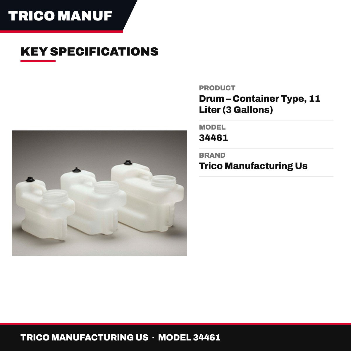 Trico Manufacturing Us 34461 – Drum – Container Type, 11 Liter (3 Gallons)