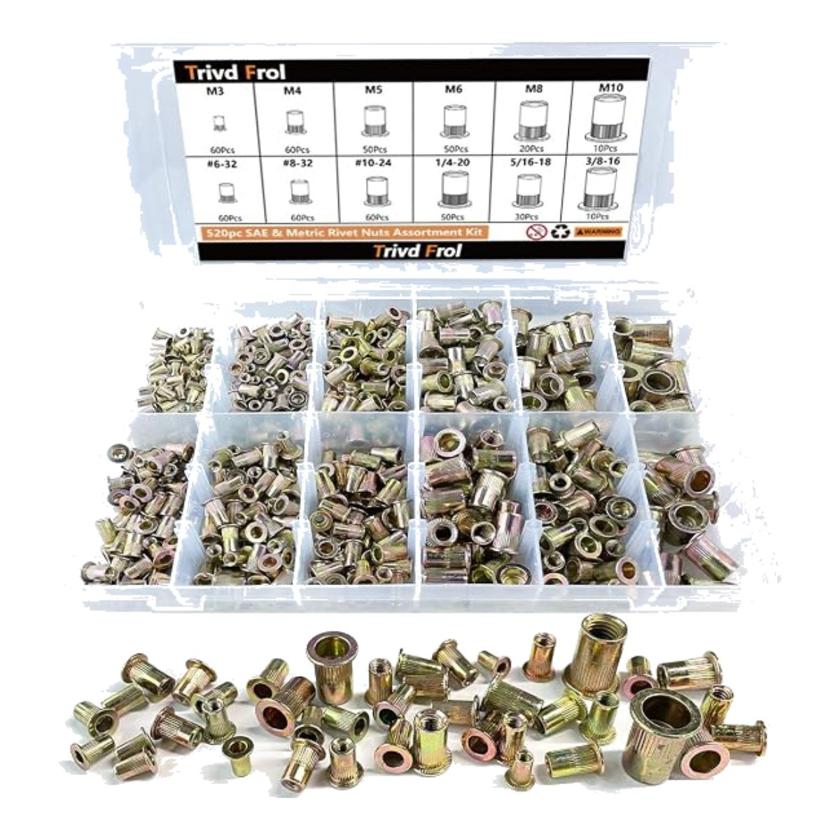 Trivd Frol 2700027701 – Rivet Nut Kit – Sizes 6-32 8-32