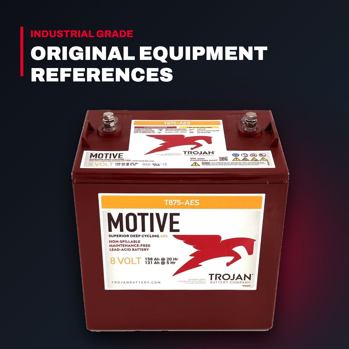 Trojan T875 – Battery – 8 Volt Trojan 875, (As Applicable