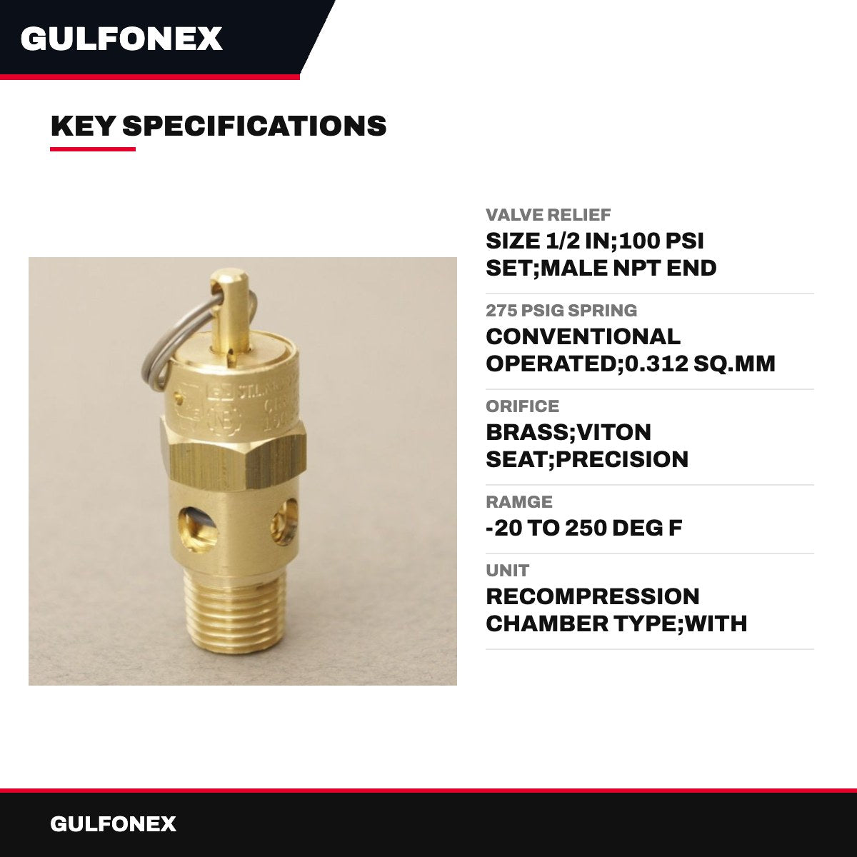 Valve Relief – Size 1/2 In, 100 Psi Set