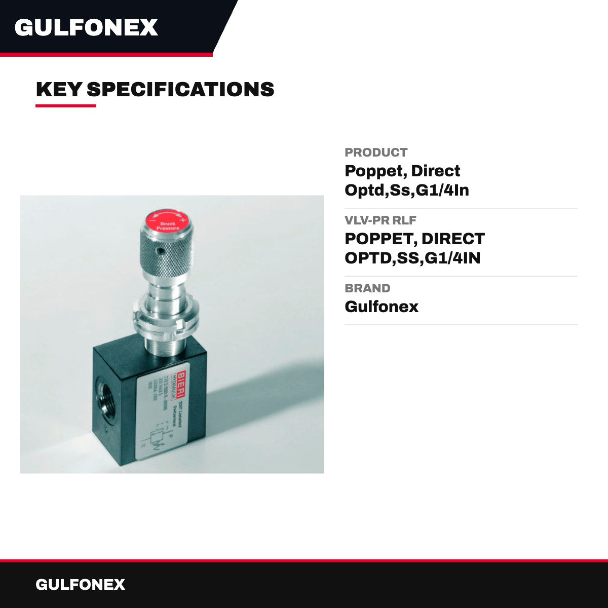Vlv-Pr Rlf – Poppet, Direct Optd,Ss,G1/4In