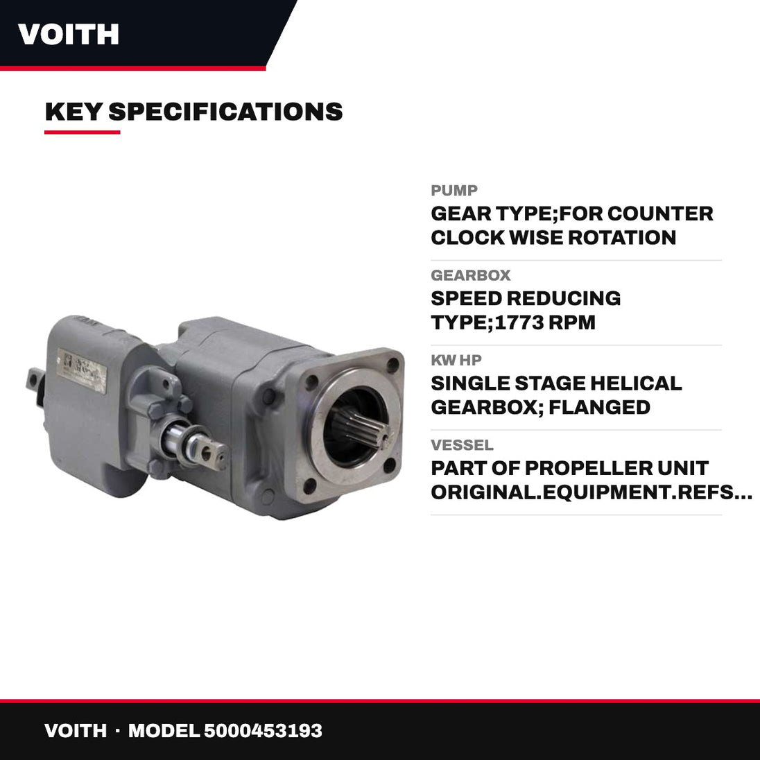 Voith 5000453193 – Pump – Gear Type, For Counter Clock Wise Rotation