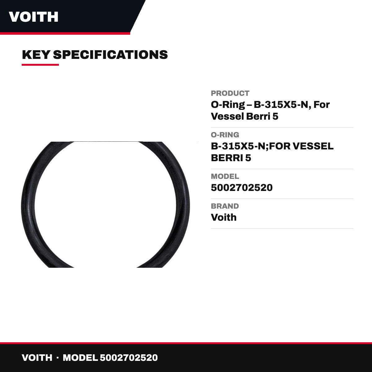 Voith – O-Ring, B-315X5-N, For Vessel Berri 5