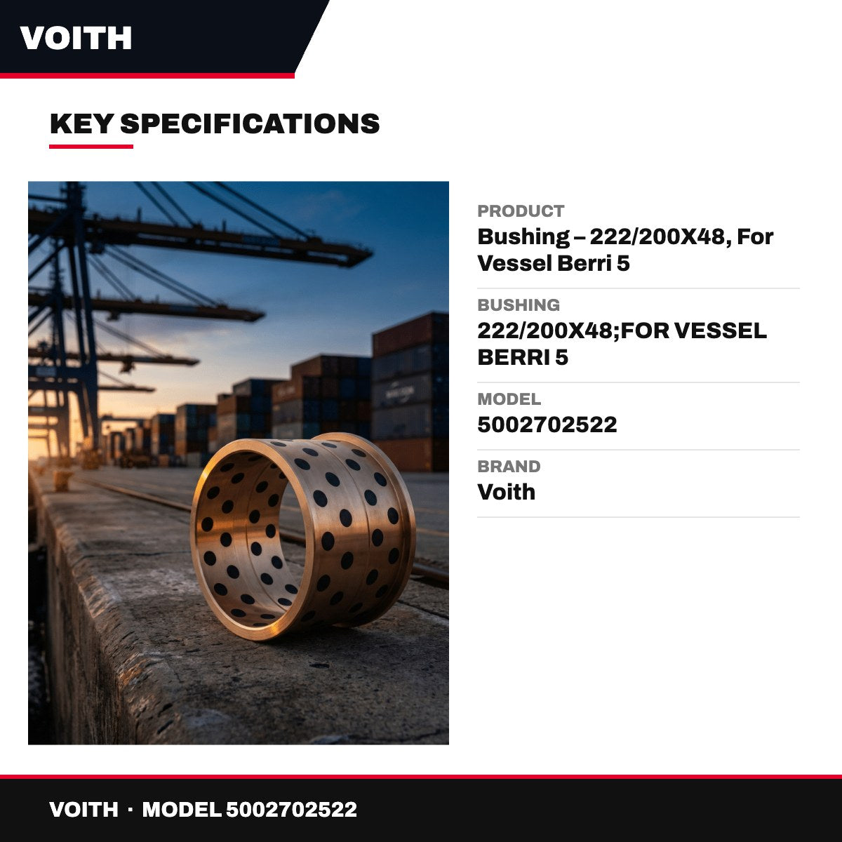 Voith – Bushing, 222/200X48, For Vessel Berri 5