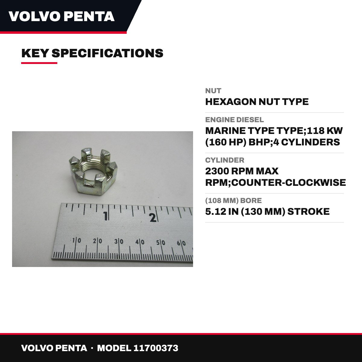 Volvo Penta 11700373 – Nut – Hexagon Nut Type