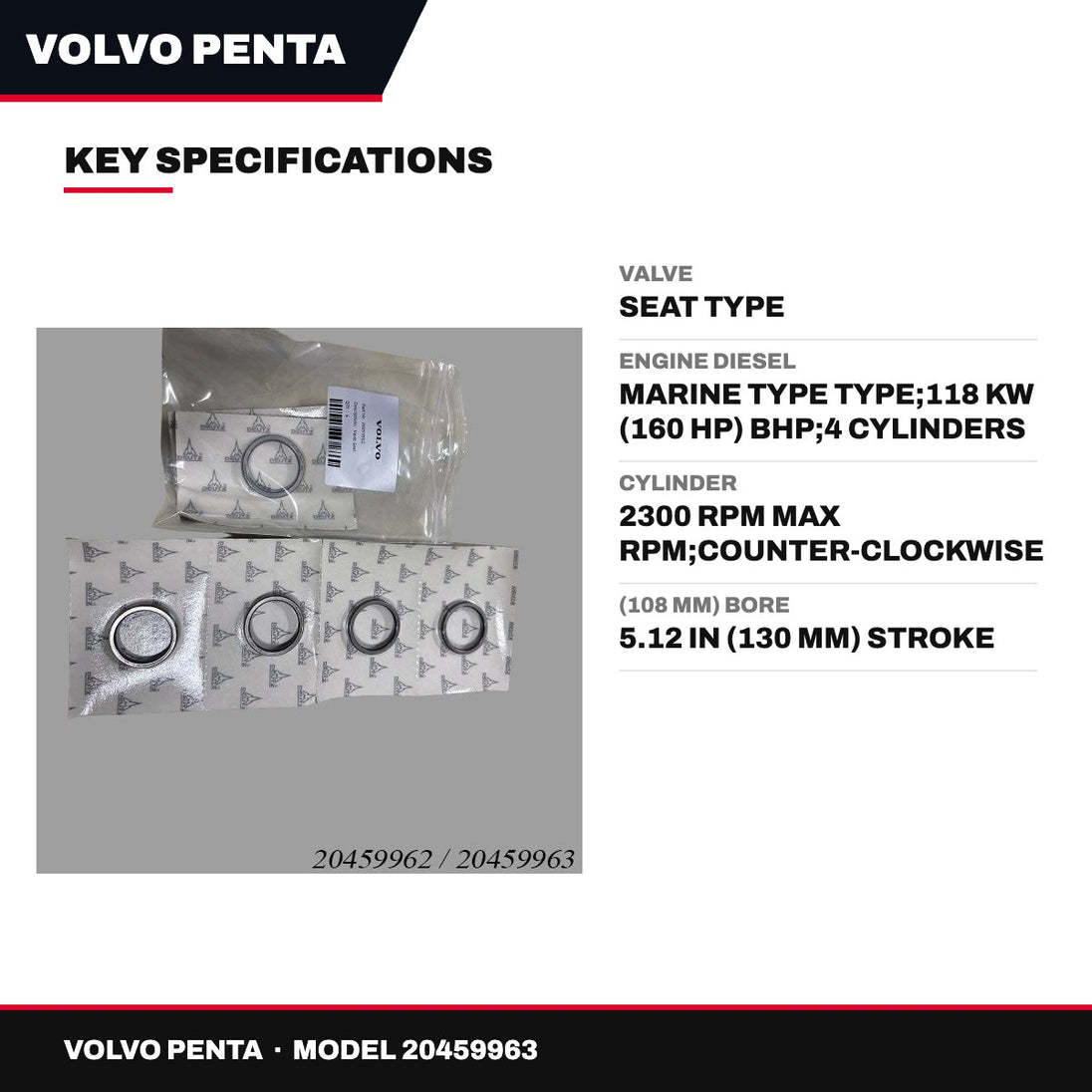 Volvo Penta 20459963 – Valve – Seat Type