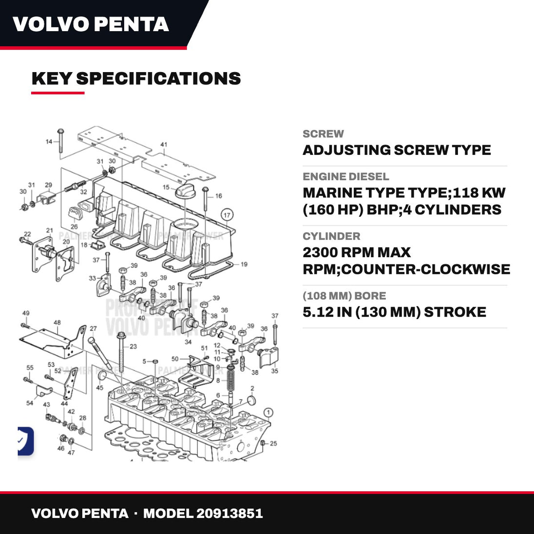 Volvo Penta 20913851 – Screw – Adjusting Screw Type