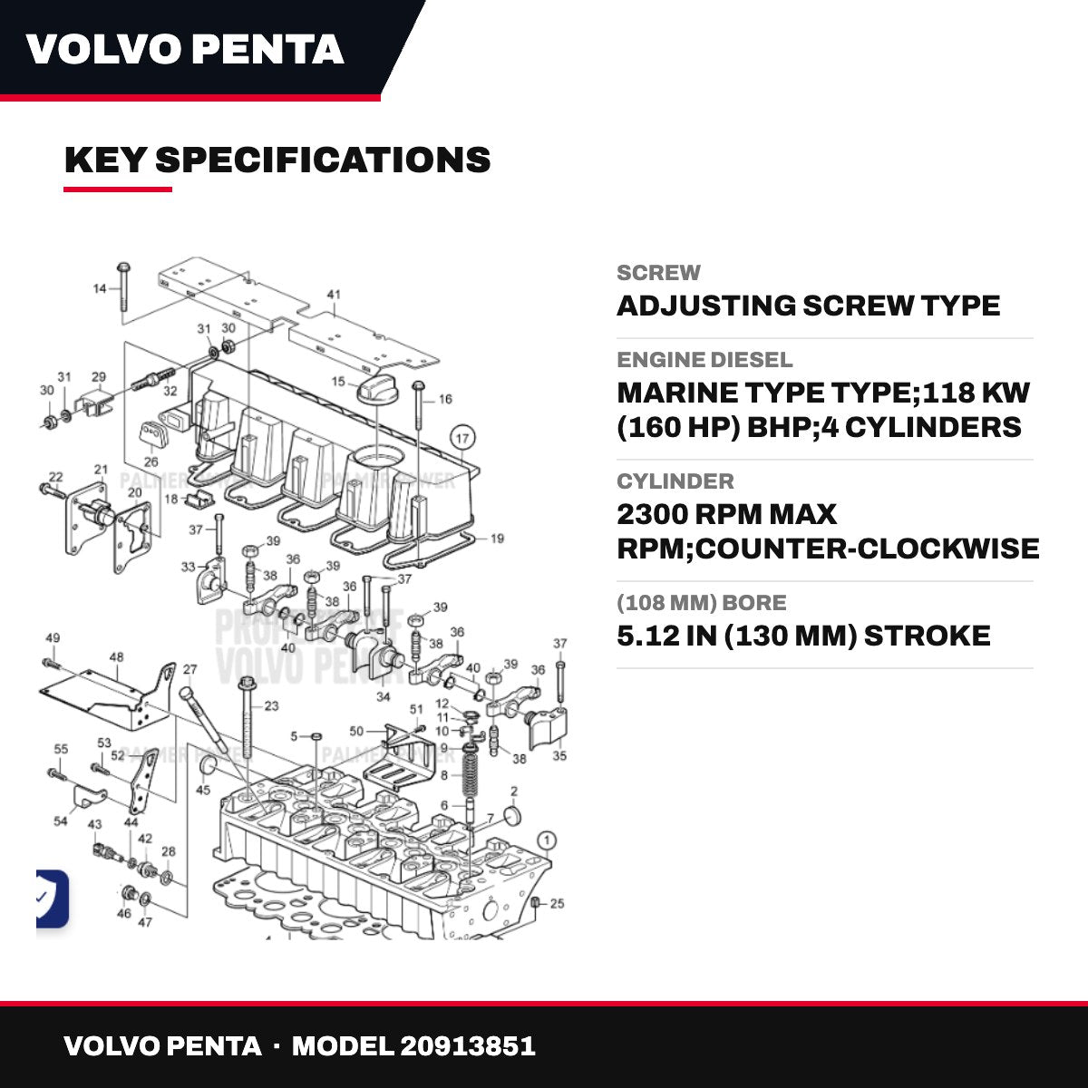 Volvo Penta 20913851 – Screw – Adjusting Screw Type