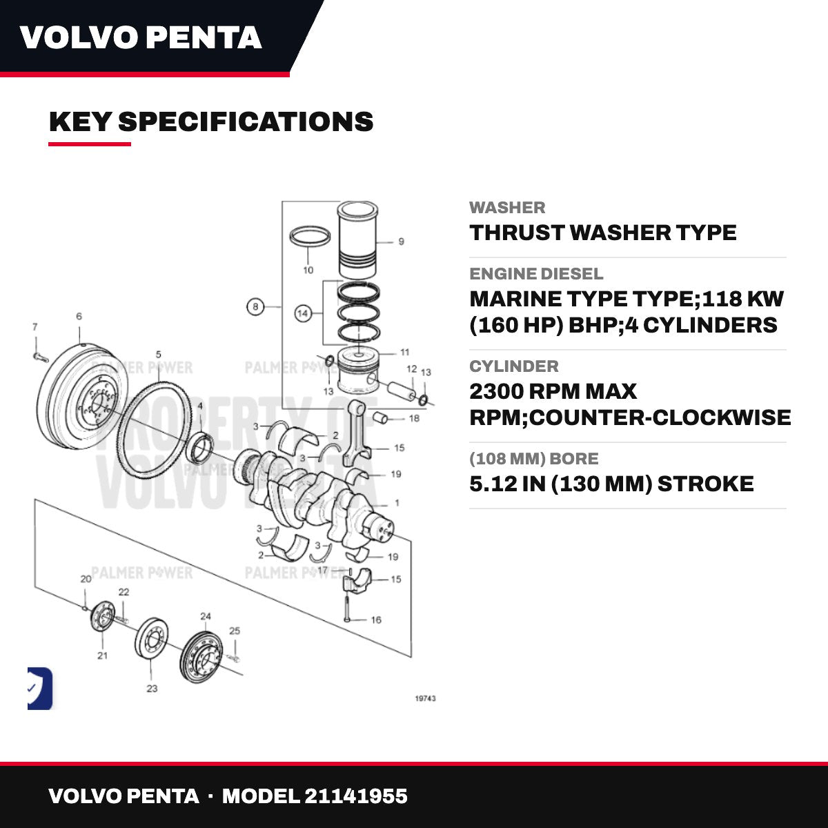 Volvo Penta 21141955 – Washer – Thrust Washer Type