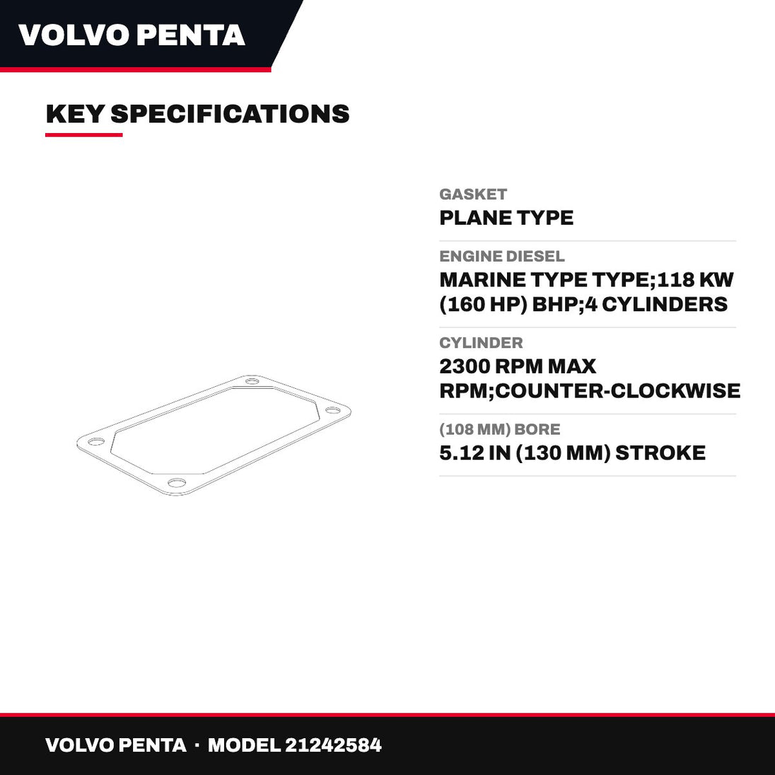 Volvo Penta 21242584 – Gasket – Plane Type