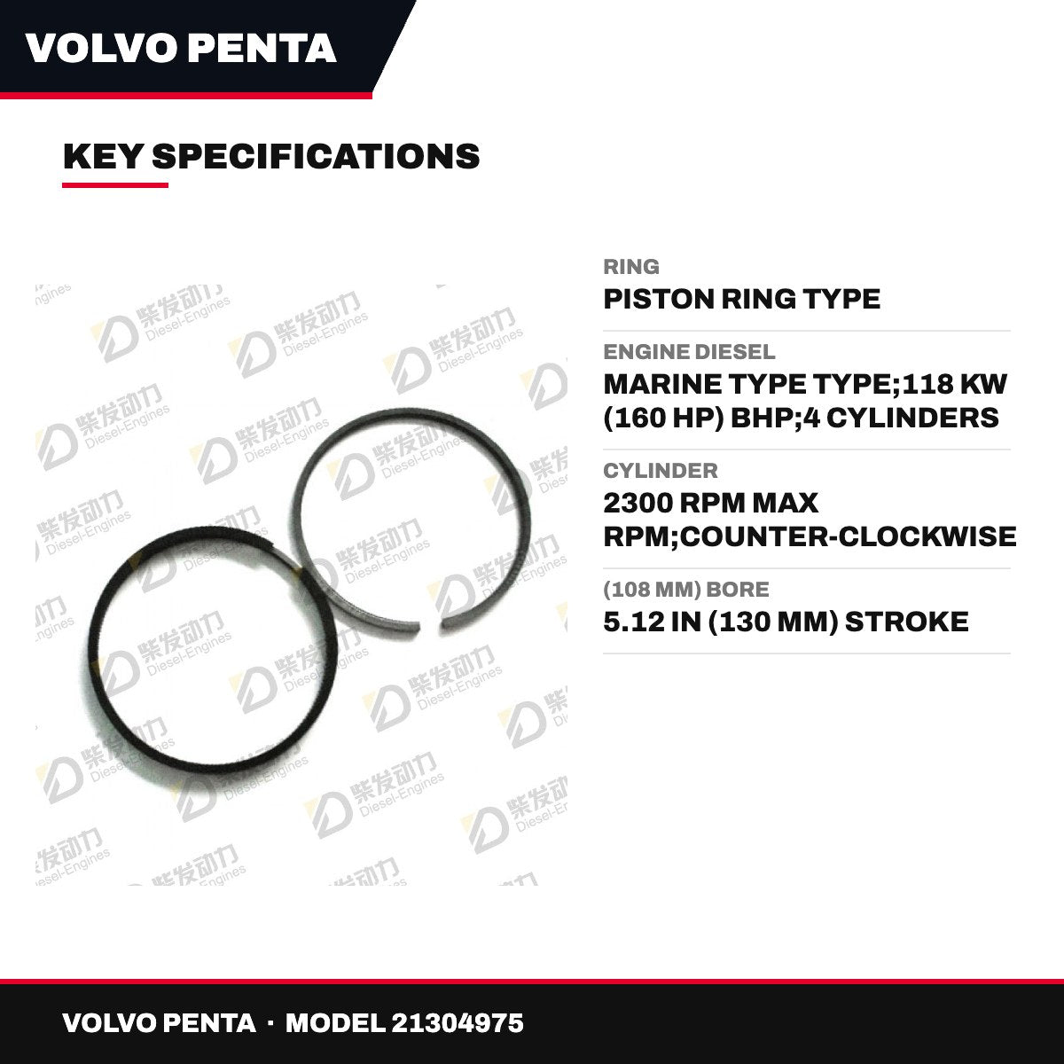 Volvo Penta 21304975 – Ring – Piston Ring Type