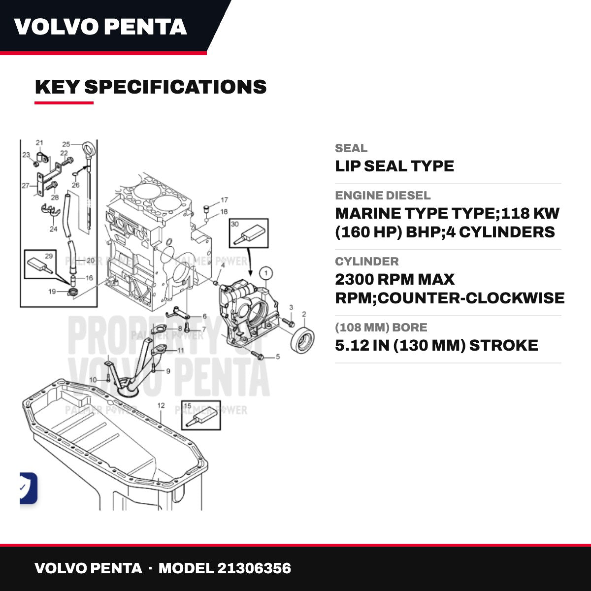 Volvo Penta 21306356 – Seal – Lip Seal Type