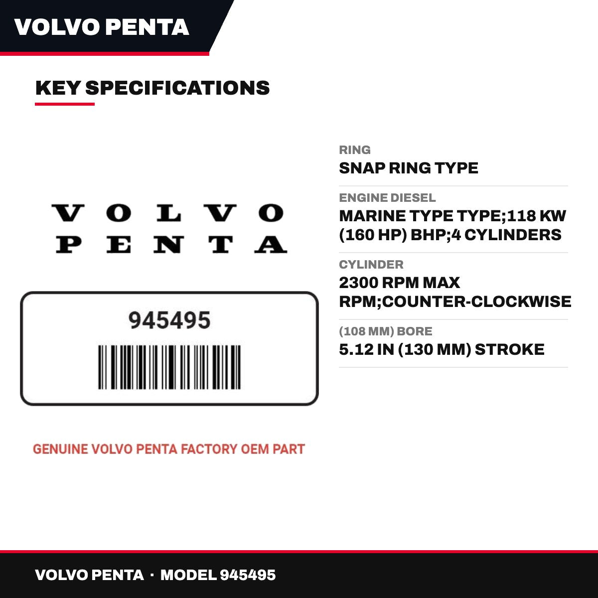 Volvo Penta 945495 – Ring – Snap Ring Type