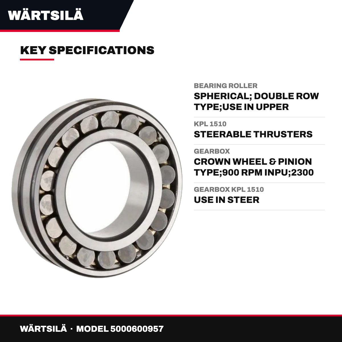 Wärtsilä 5000600957 – Bearing Roller – Spherical, Double Row Type