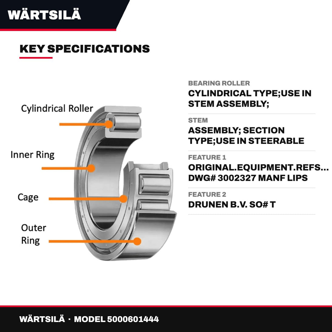 Wärtsilä – Cylindrical Roller Bearing, Use in Stem Assembly