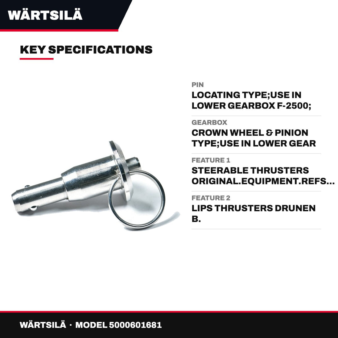 Wärtsilä – Locating Pin, Use in Lower Gearbox F-2500