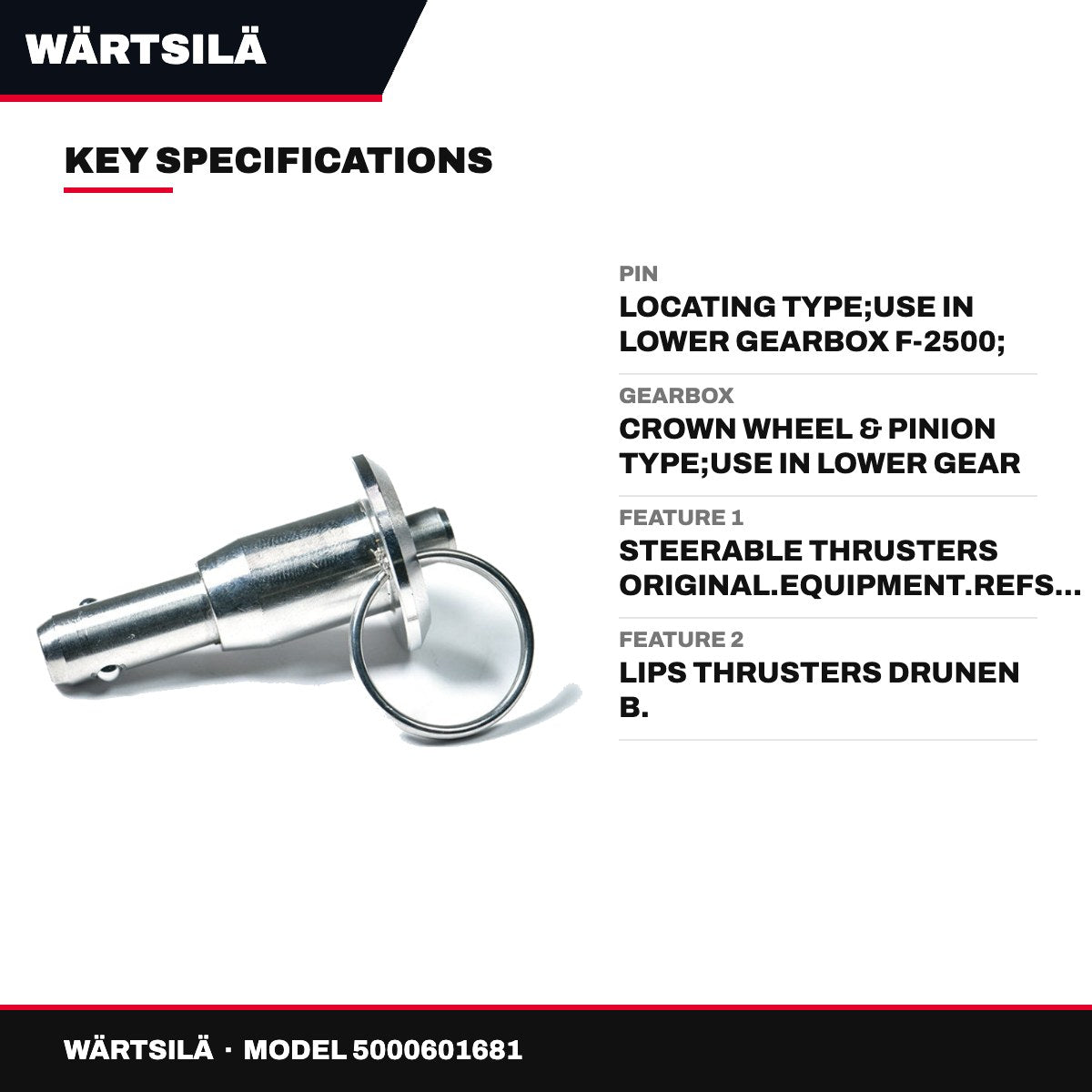 Wärtsilä – Locating Pin, Use in Lower Gearbox F-2500