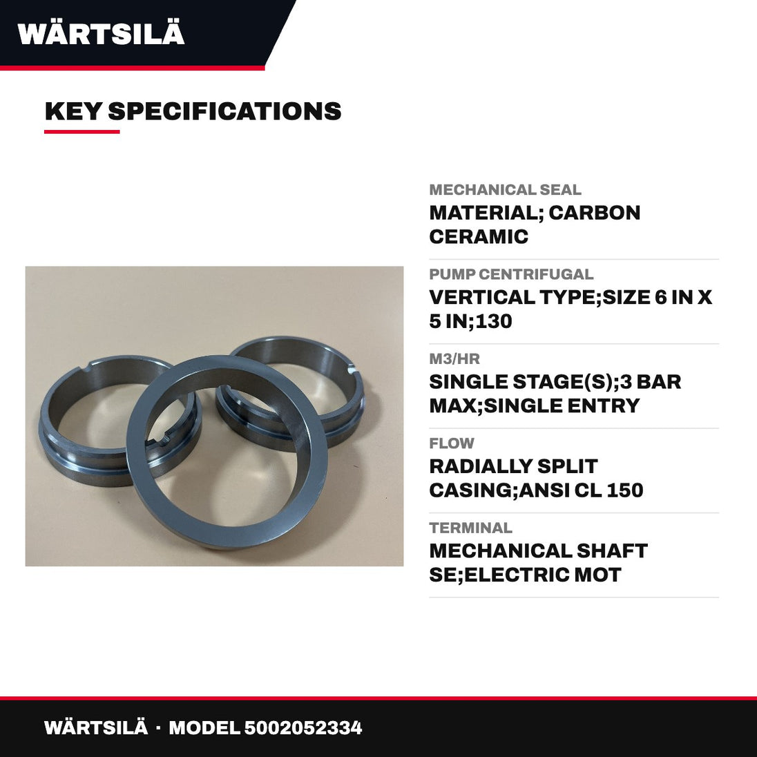 Wärtsilä – Mechanical Seal, Material, Carbon Ceramic