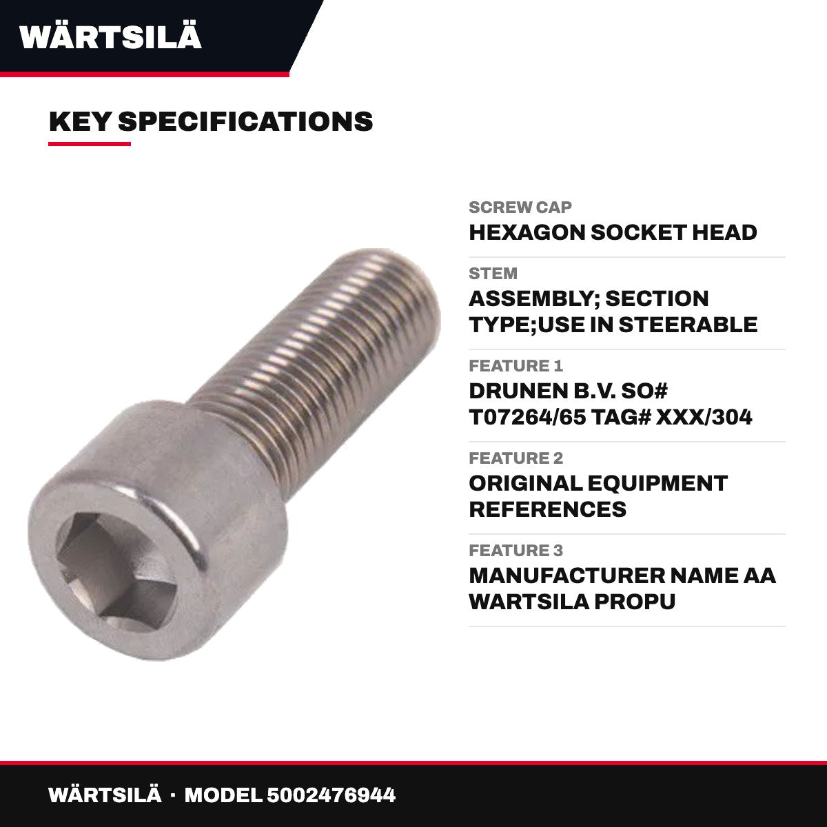 Wärtsilä – Cap Screw, Hexagon Socket Head