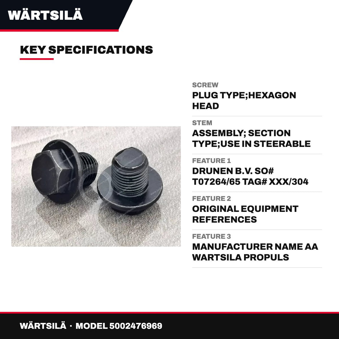 Wärtsilä – Plug Screw, Hexagon Head