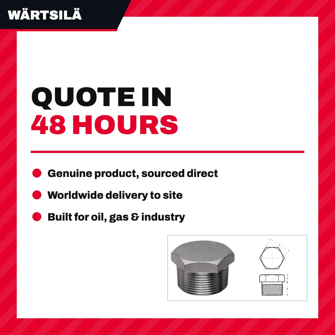 Wärtsilä – Plug, Hex Head G, Prl, Size 1/8