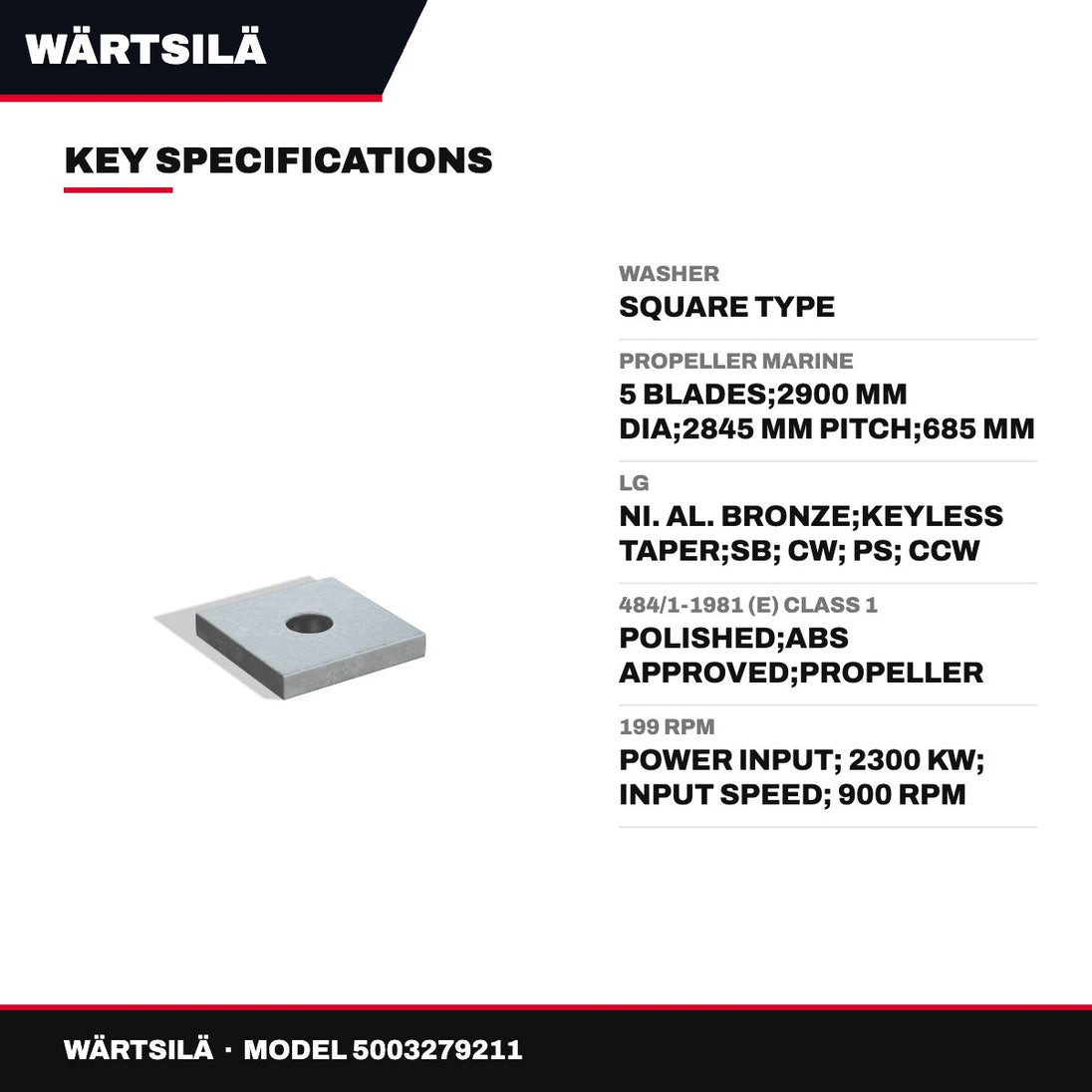 Wärtsilä 5003279211 – Washer – Square Type