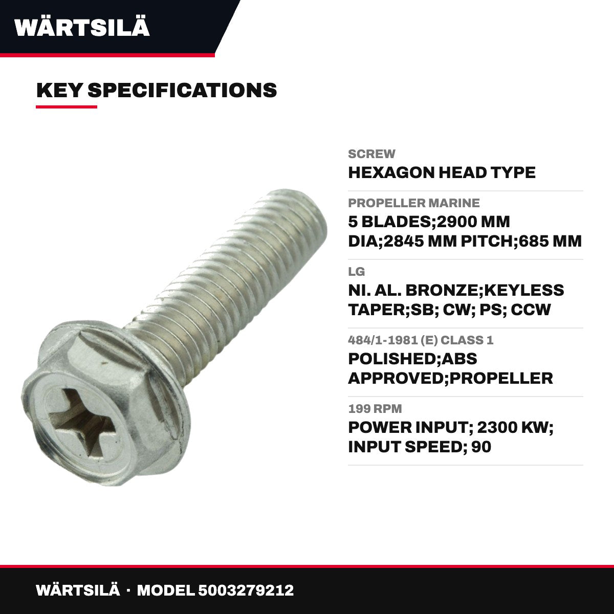 Wärtsilä 5003279212 – Screw – Hexagon Head Type