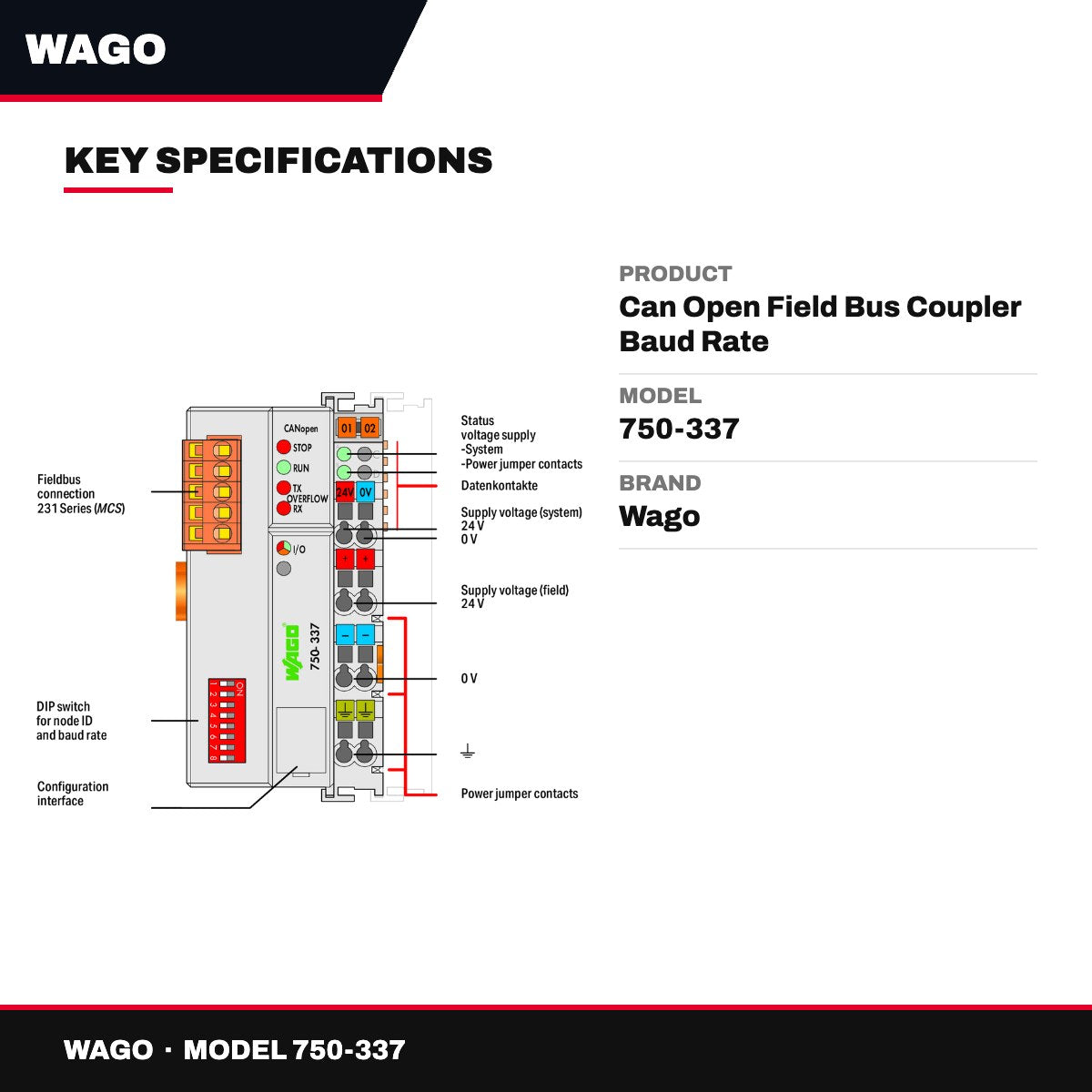 Wago 750-337 – Can Open Field Bus Coupler Baud Rate