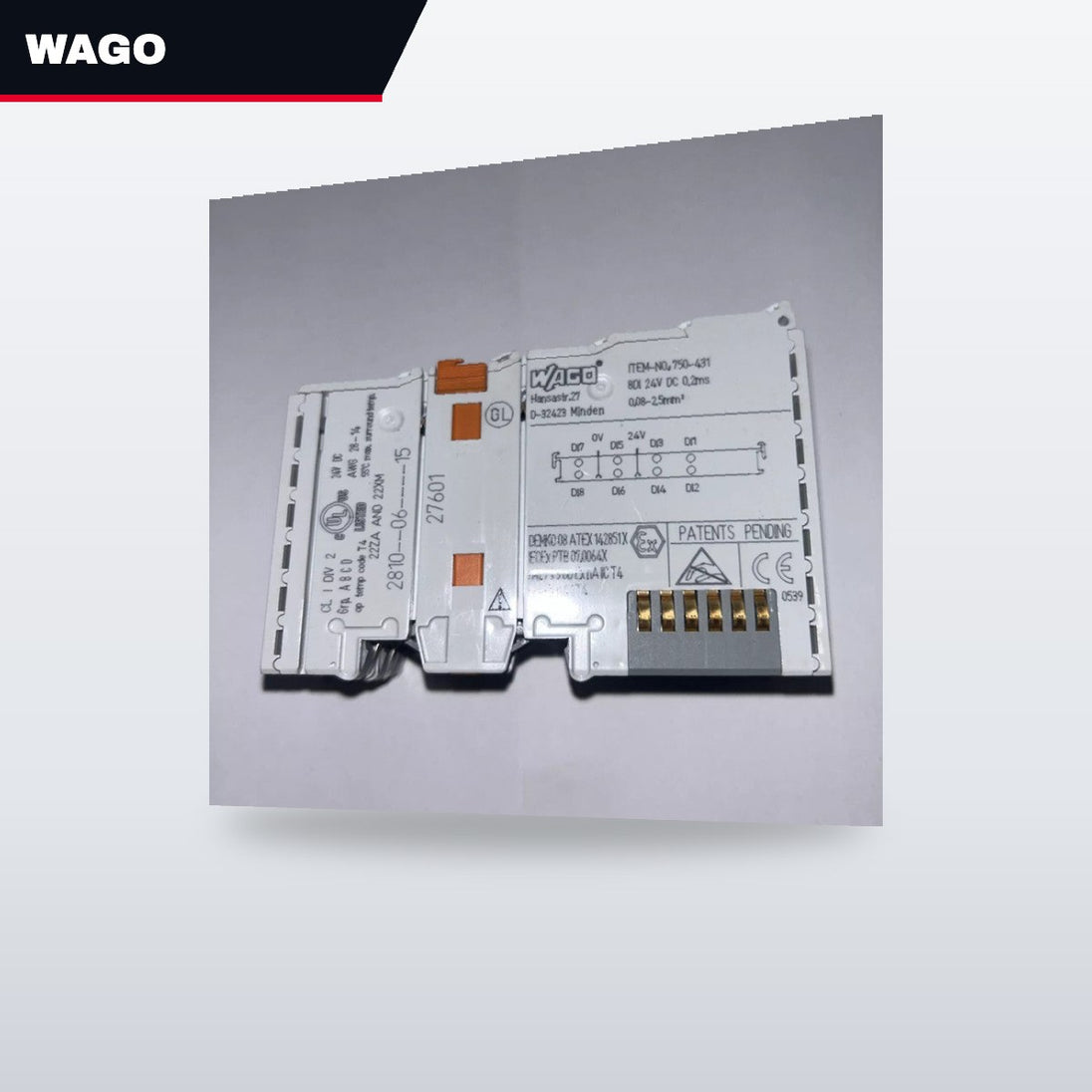 Wago 750-431 – 8 Channel Digital Input Module I/P Voltage - 24 V Dc I/P Connection - 1 Conductor Switching - High Side (Posit