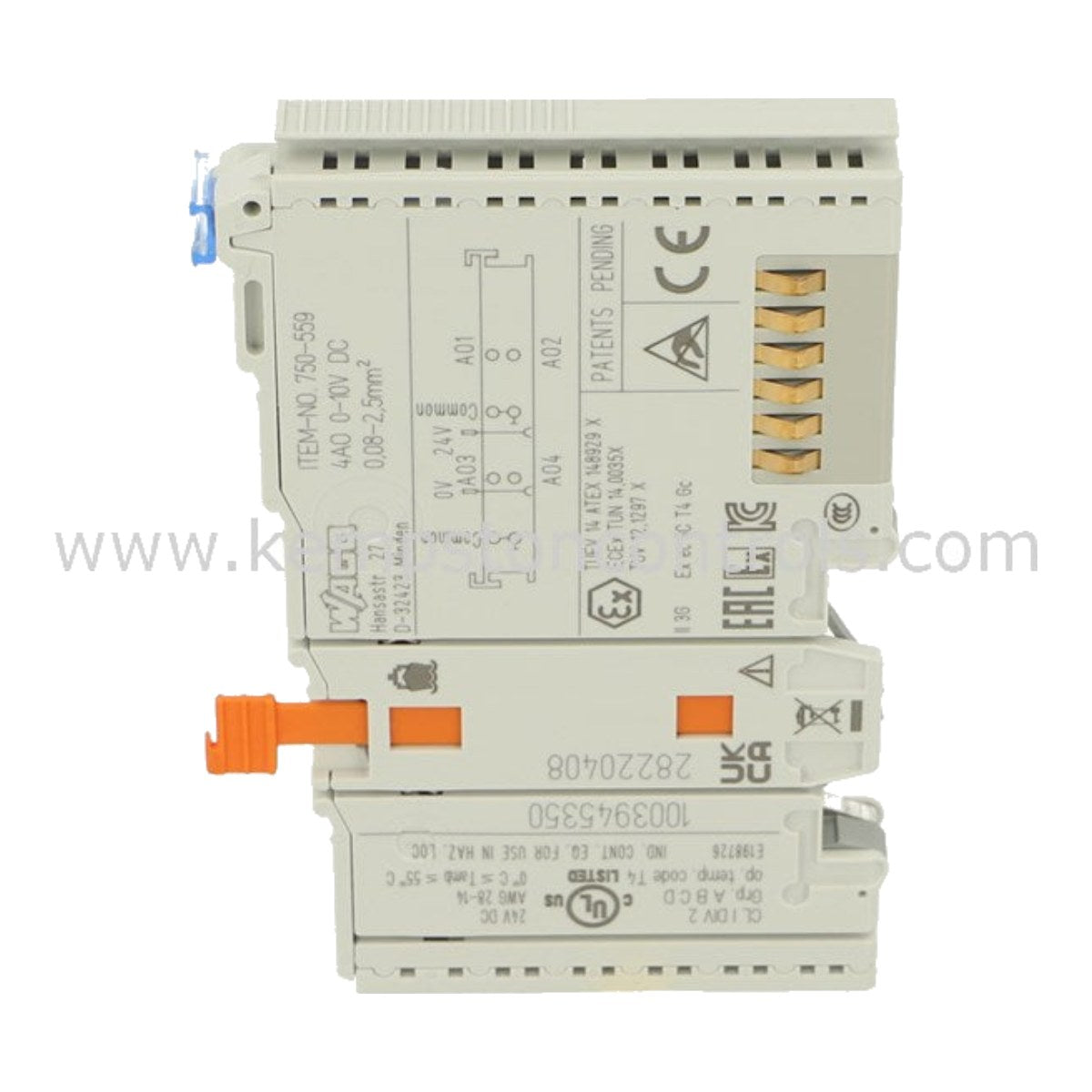 Wago 750-559 – 4 Channel Analog Output Module Output Signal - 0-10Vdc Resolution - 12Bit Connection - 4*2Wire Load Impedance