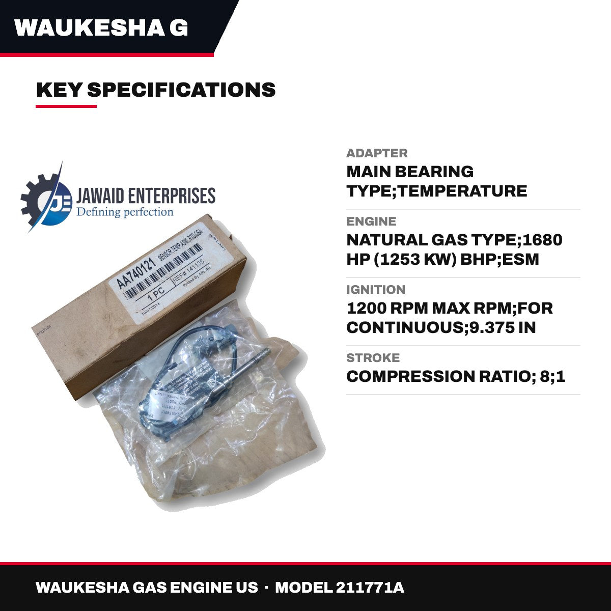 Waukesha Gas Engine Us 211771A – Adapter – Main Bearing Type, Temperature Sensor