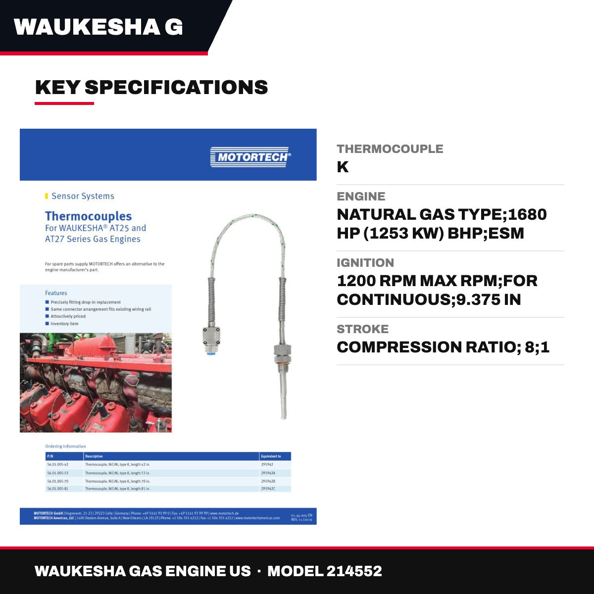 Waukesha Gas Engine Us 214552 – Thermocouple – K