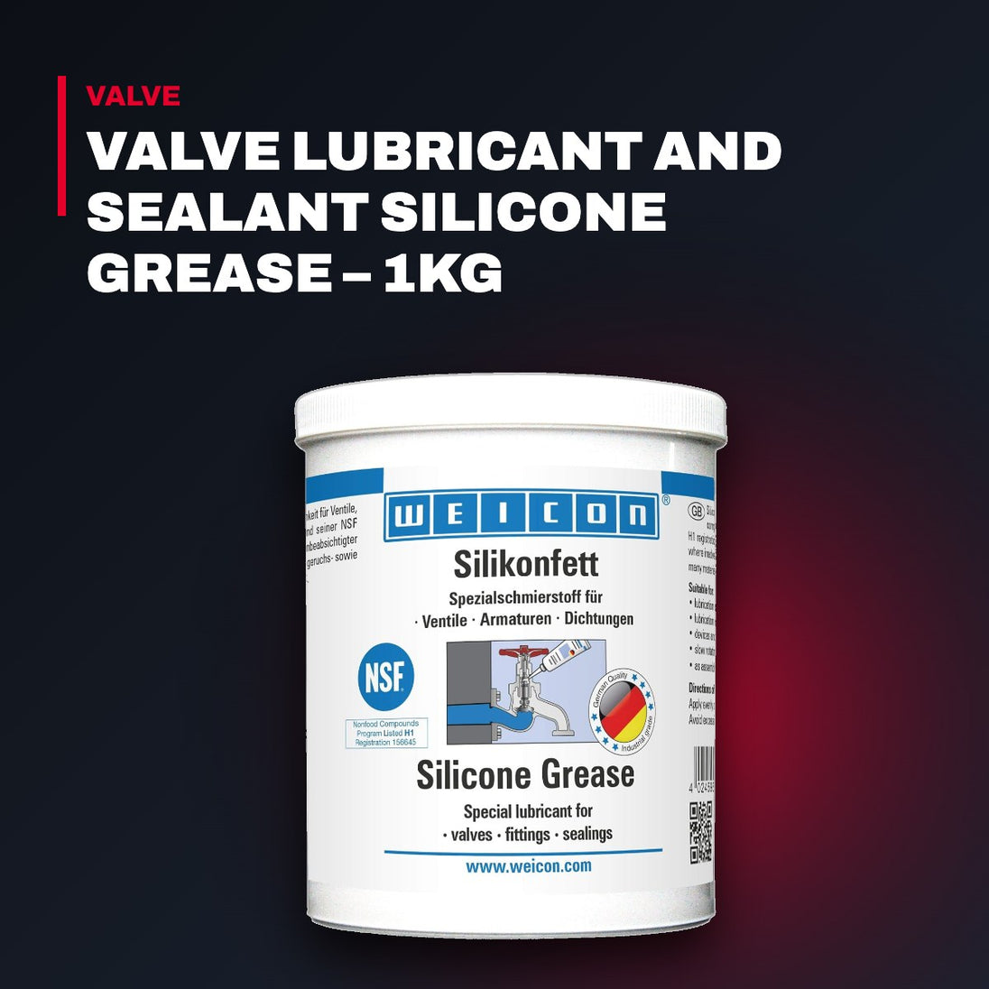 Weicon 26350100 – Valve Lubricant And Sealant Silicone Grease – 1Kg