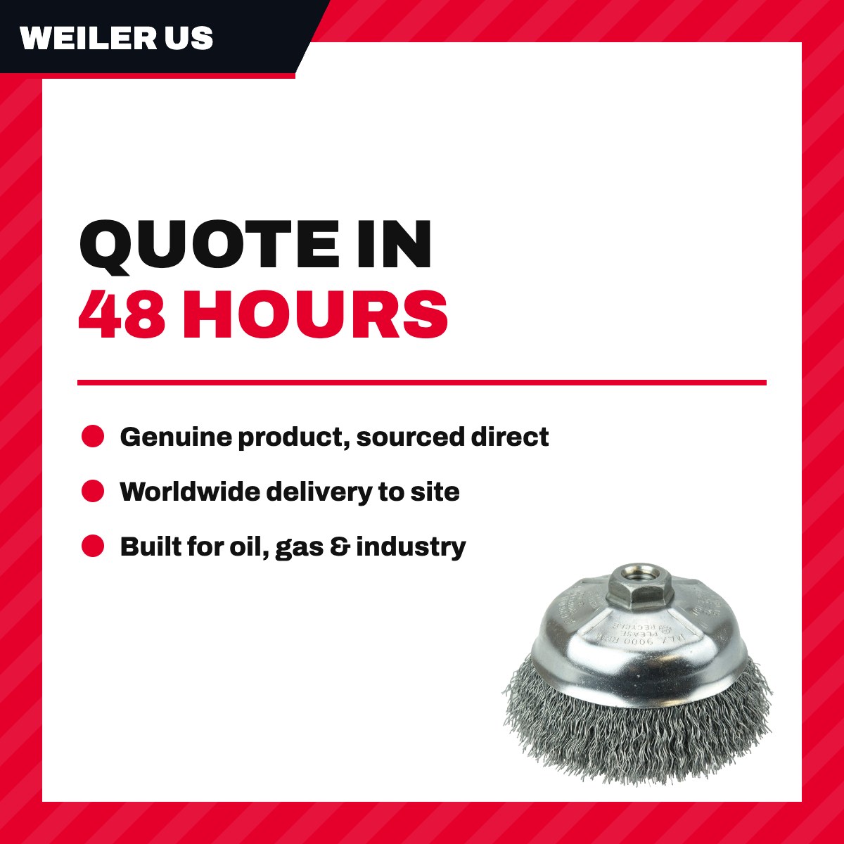 Weiler Us 14216 – Brush Power Tool – Cup Type, 127.0 Mm (5 In) Dia Brush