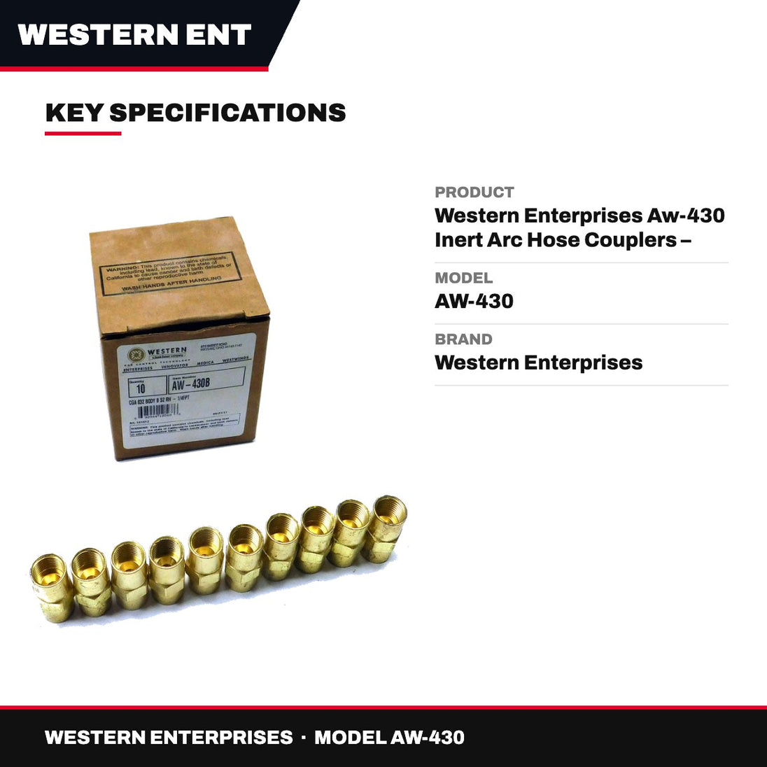 Western Enterprises AW-430 – Western Enterprises Aw-430 Inert Arc Hose Couplers – Brass, B-Size