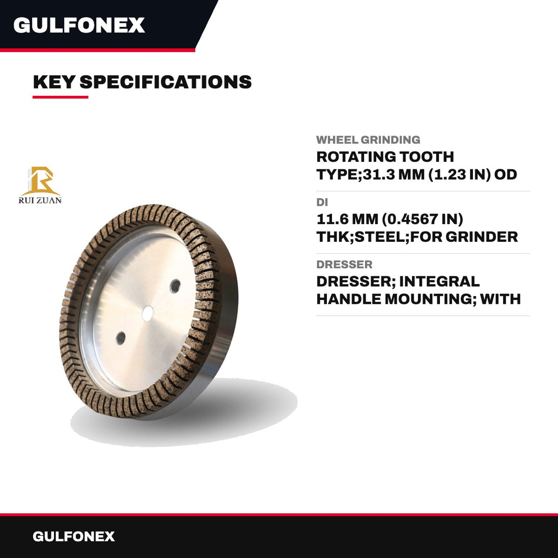 Wheel Grinding – Rotating Tooth Type, 31.3 Mm (1.23 In) Od Wheel