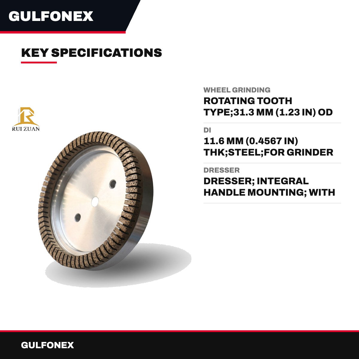 Wheel Grinding – Rotating Tooth Type, 31.3 Mm (1.23 In) Od Wheel