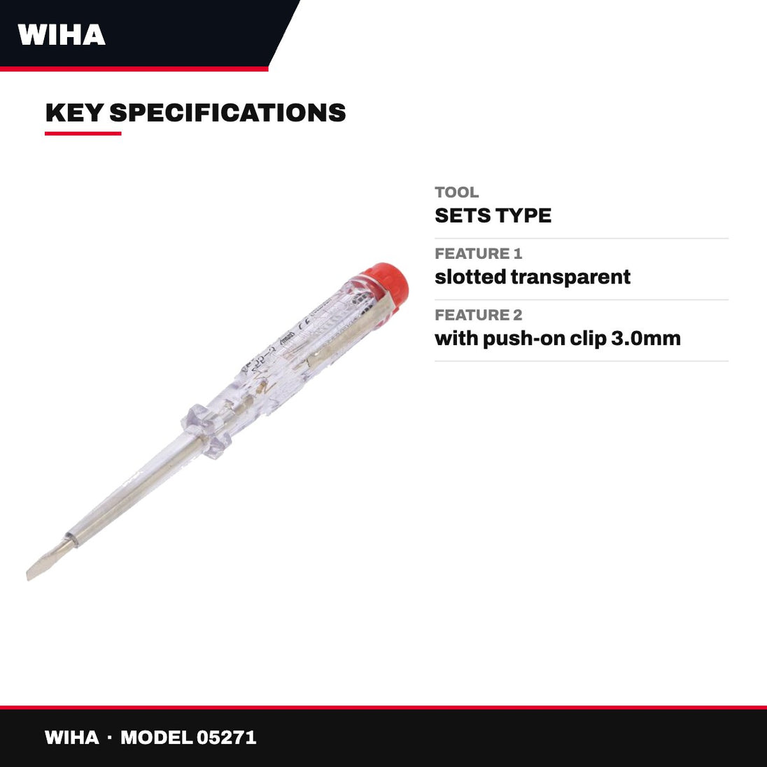 Wiha 05271 – Screwdriver Voltage Tester 220-250Volts