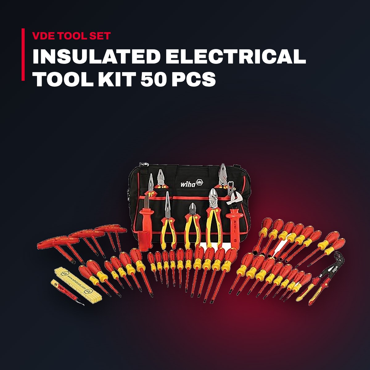 Wiha 32874 – Insulated Electrical Tool Kit 50 Pcs