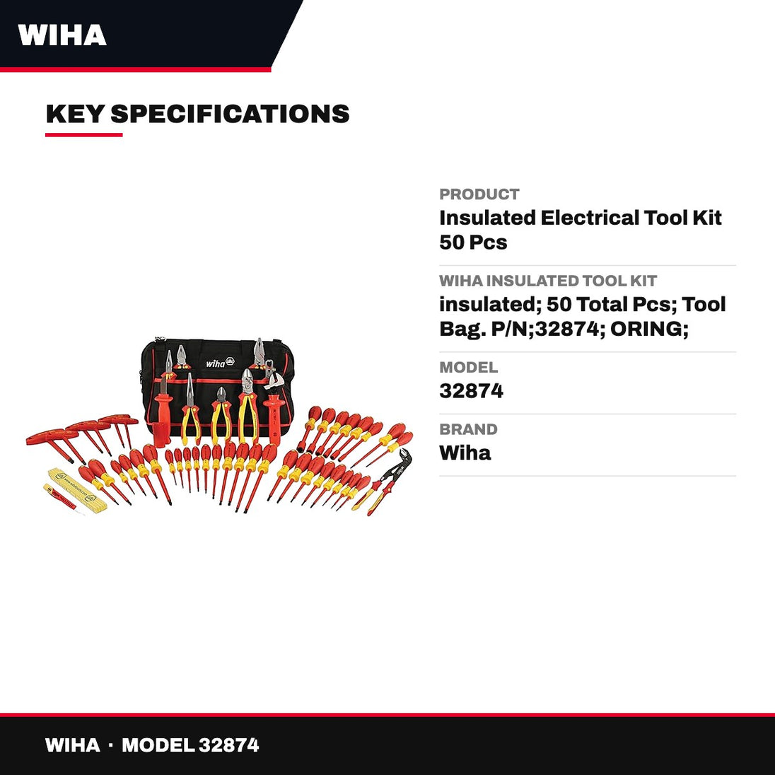 Wiha 32874 – Insulated Electrical Tool Kit 50 Pcs
