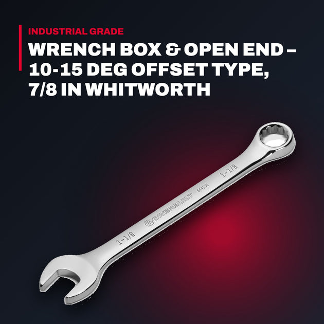 Wrench Box & Open End – 10-15 Deg Offset Type, 7/8 In Whitworth
