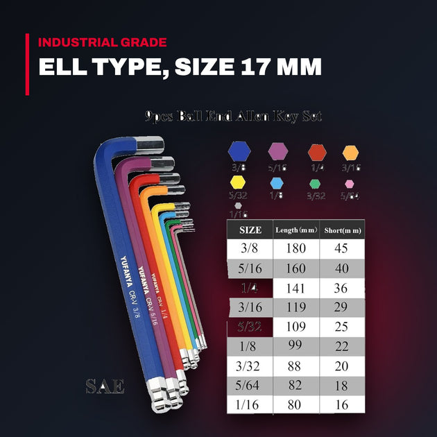 Wrench Hex Key – Ell Type, Size 17 Mm