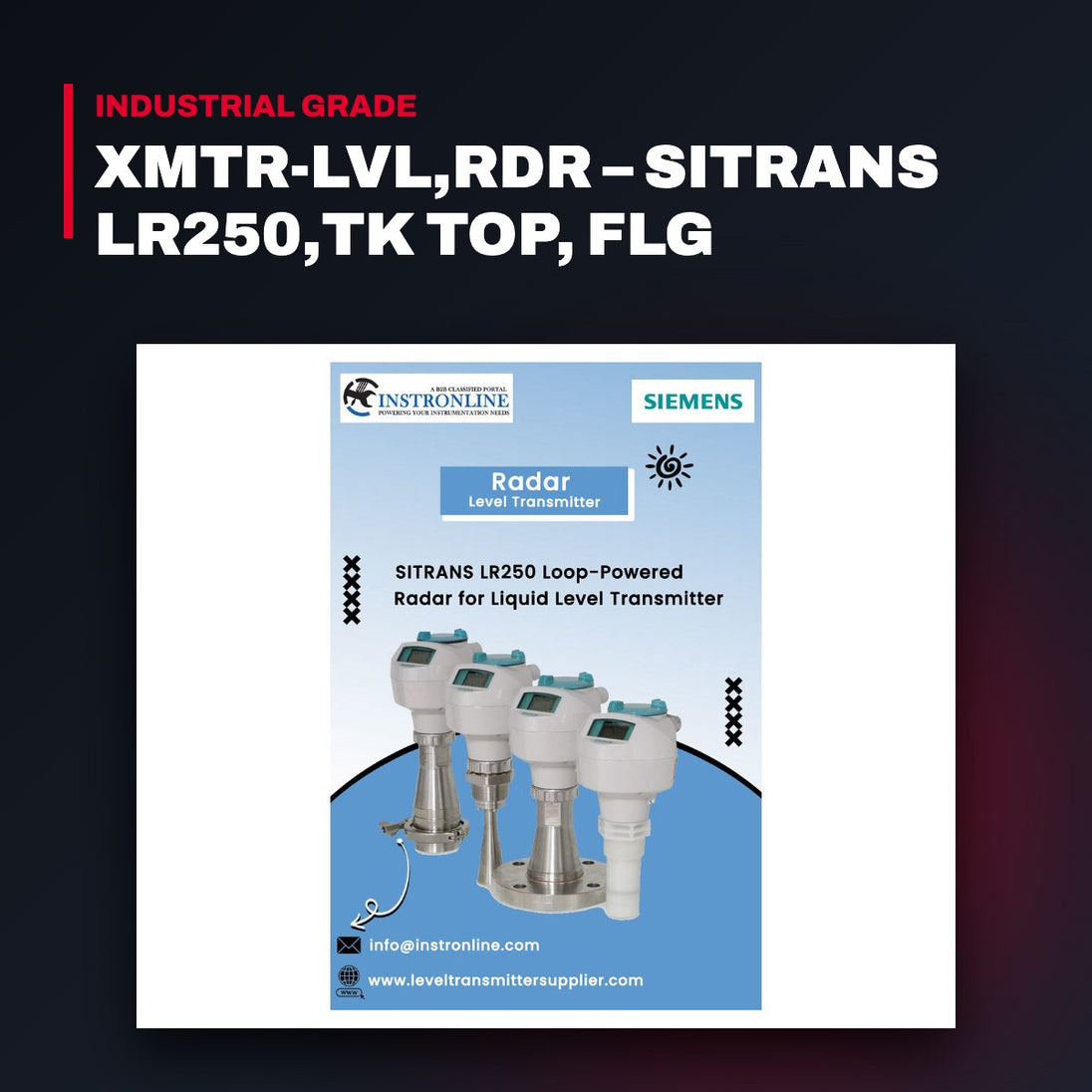 Xmtr-Lvl,Rdr – Sitrans Lr250,Tk Top, Flg