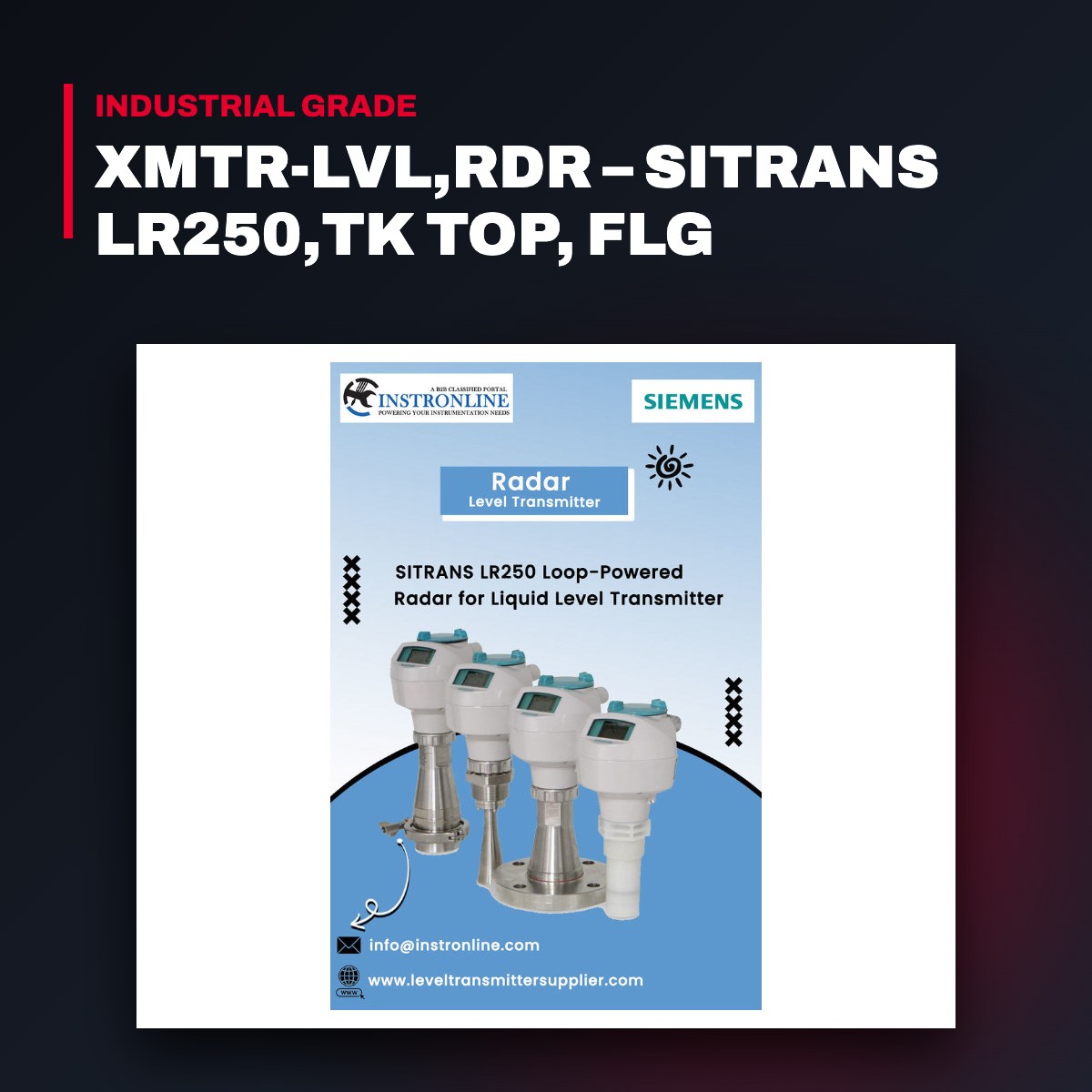Xmtr-Lvl,Rdr – Sitrans Lr250,Tk Top, Flg